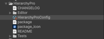 The Hierarchy Pro config asset committed alongside the project in version control