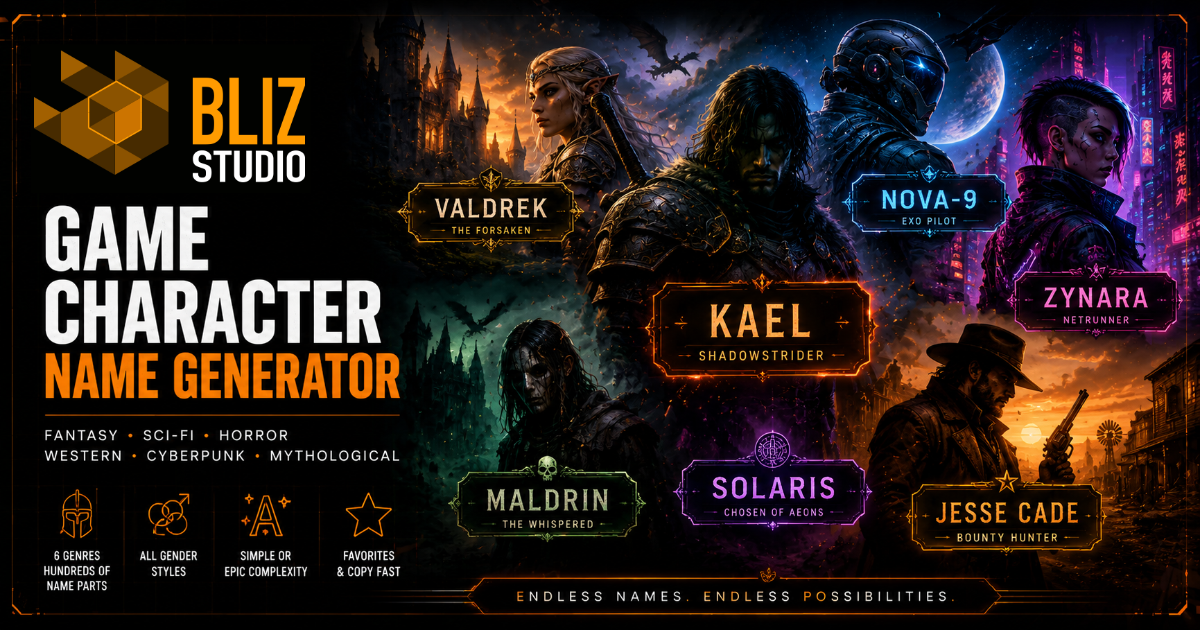 Game Character Name Generator — Fantasy, Sci-Fi & RPG